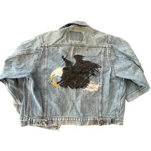 Arizona Jean Company Denim Jacket with Hand-Painted Eagle - Size Large (14/16)